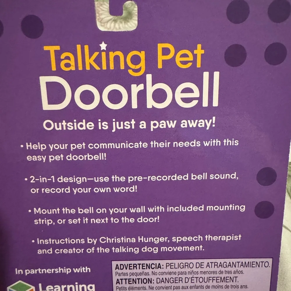 Talking Pet Doorbell with Purple Paw Print